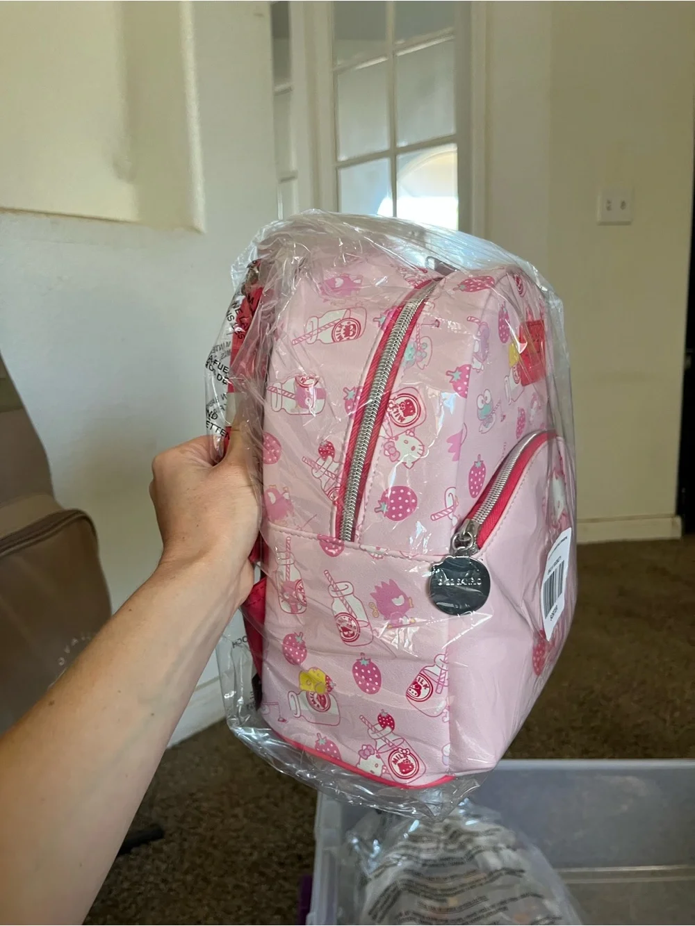 Sanrio Hello Kitty Strawberry Print Light Pink Loungefly Backpack